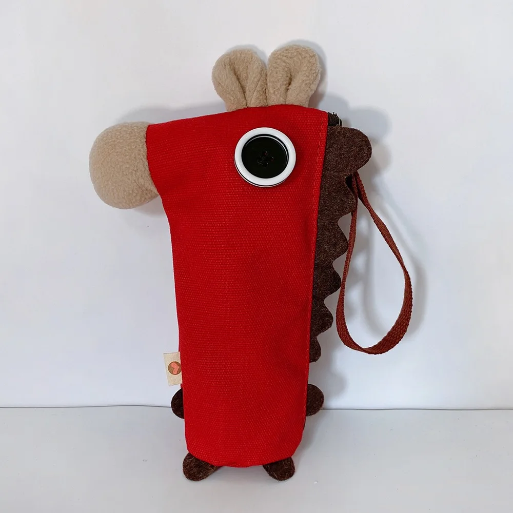 Cartoon Horse Pencil Case Cute Canvas Zipper Pen Bag with Wrist Strap Novelty Animal School Supplies Storage Pouch for Students