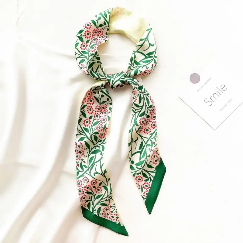 130CM New Korean Version Fresh And Original Style Flower Bird Women\'s Decoration Ribbon Hair Band Small Scarf Neck Scarf