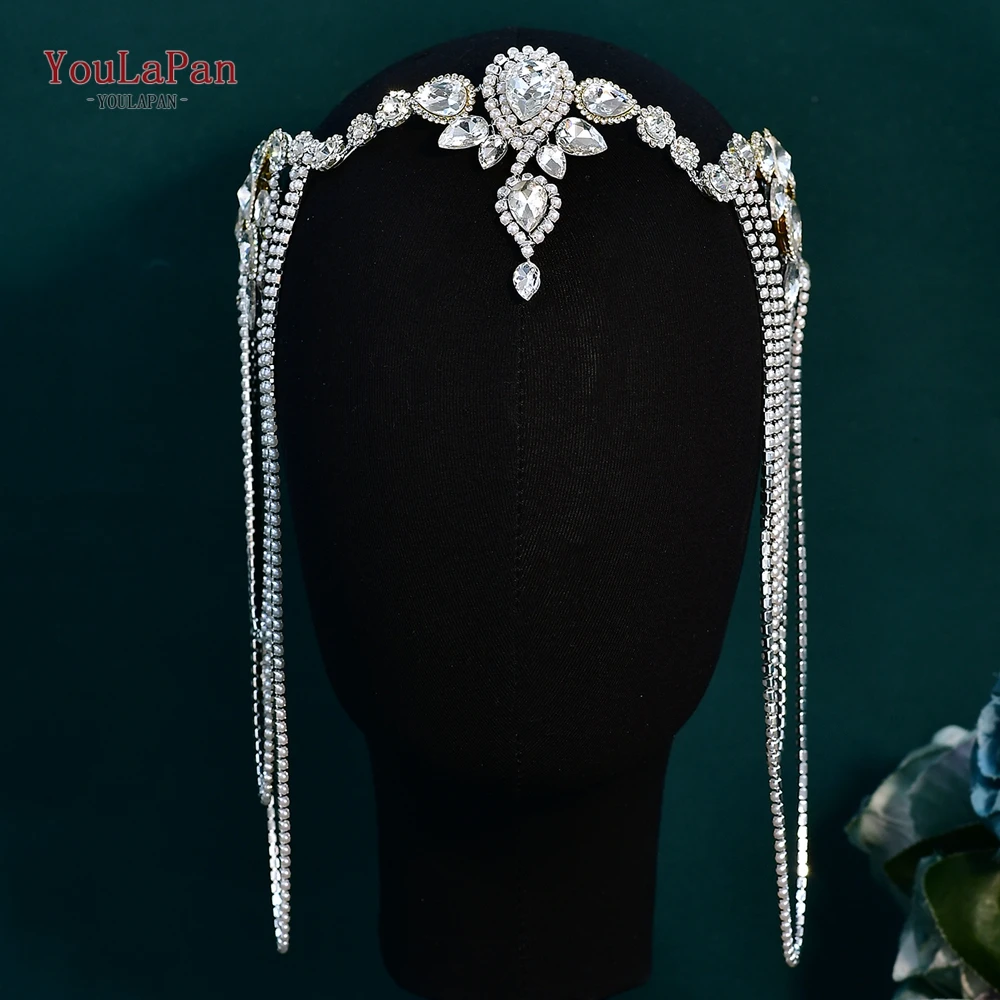 

YouLaPan Luxury Women Jewelry Headband Bridal Wedding Rhinestone Greek Tassel Hair Accessories Banquet Party Headpiece HP981