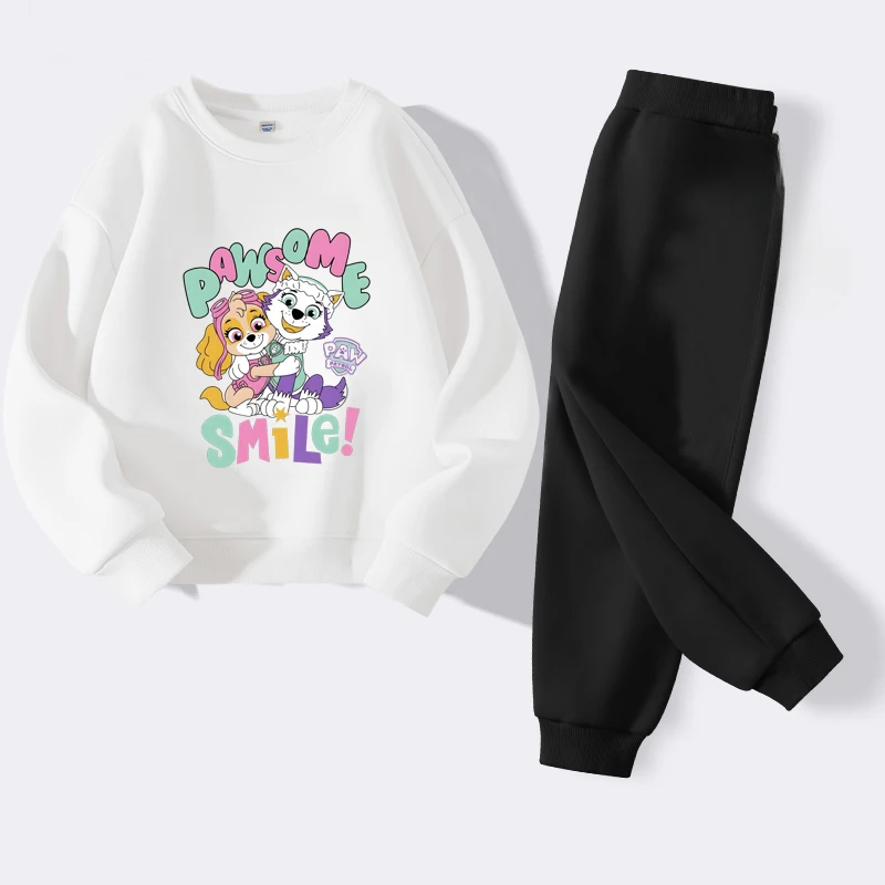 Girls Spring Autumn Cartoon Printed 2pcs Sets Children's Fashion Sweatshirts and Sweatpants Sets Boys Casual Pullover Sets