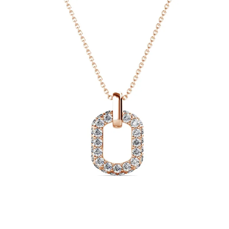 

Daisini Geometric Design 925 Sterling Silver Pendant Necklace with Swarovski Crystals 18k Real Gold Plated Jewelry for Women