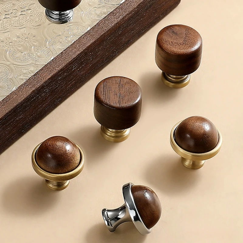 Brass Furniture Cabinets Antique Style Walnut Handles Bedside Table Drawers Bookcases Wardrobes Single Hole Handle Knob