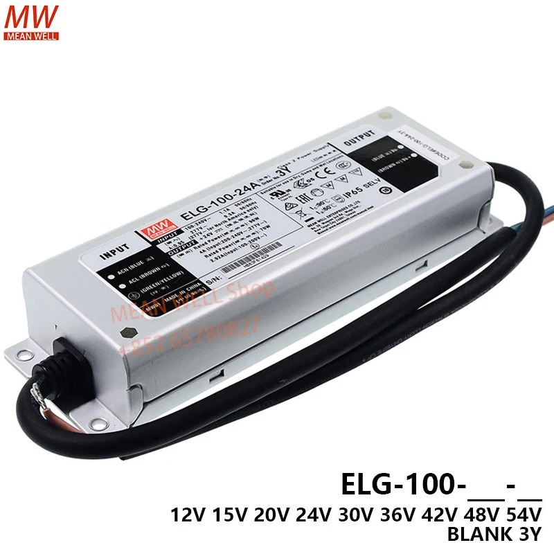 

Original MEAN WELL ELG-100 Waterproof LED constant current drive 24/36/42/48/54 Switching power supply A/B/DA ELG-100-42A-3Y