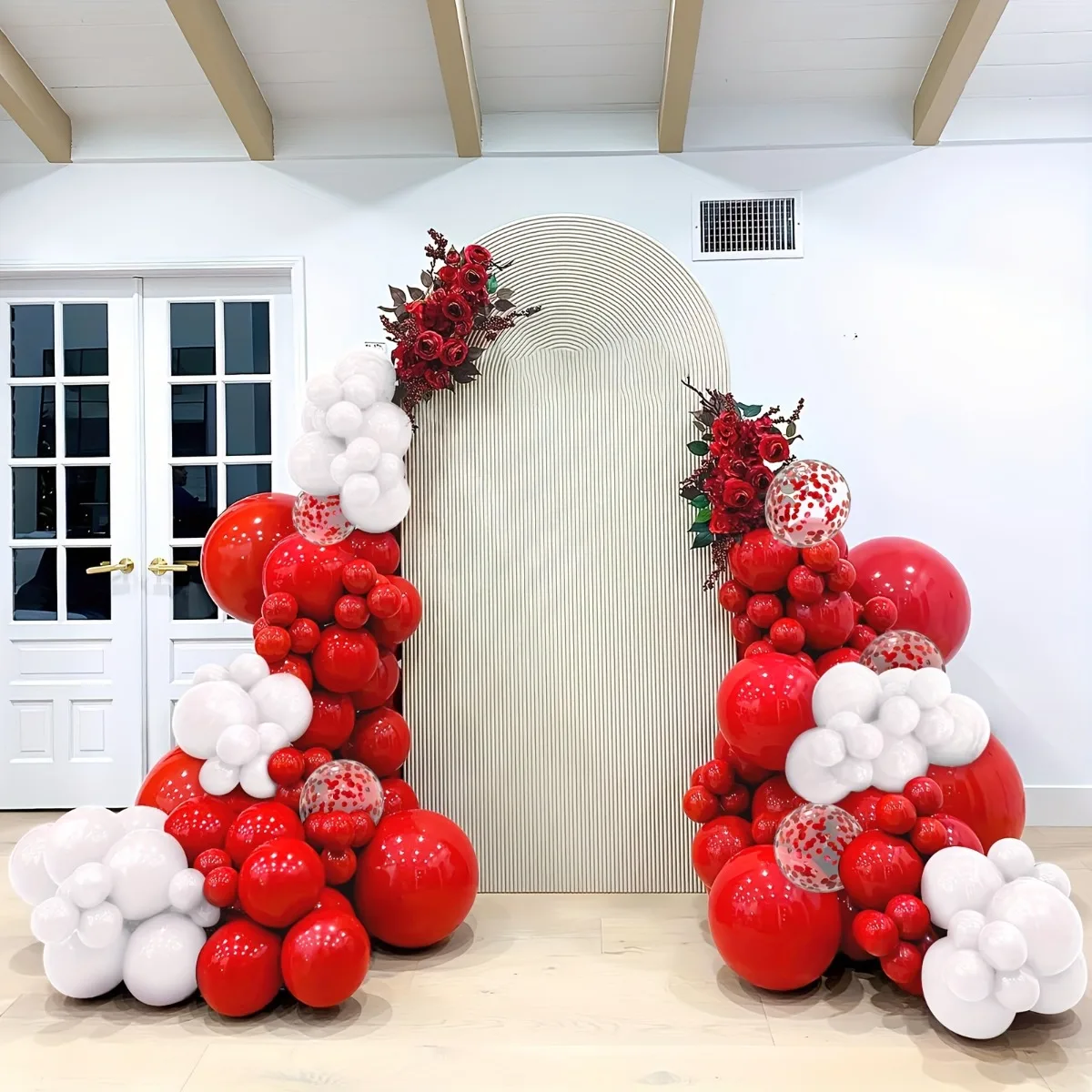 126pcs  red and white balloon arch set, suitable for wedding, birthday, Christmas party wreaths and proposal decorations