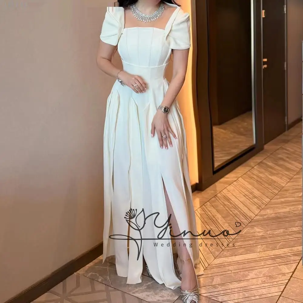 Customized  A-line Evening Dresses Floor-length Square Collar Sleeveless Prom Dresses Simple Fashion Draped Casual - view 2
