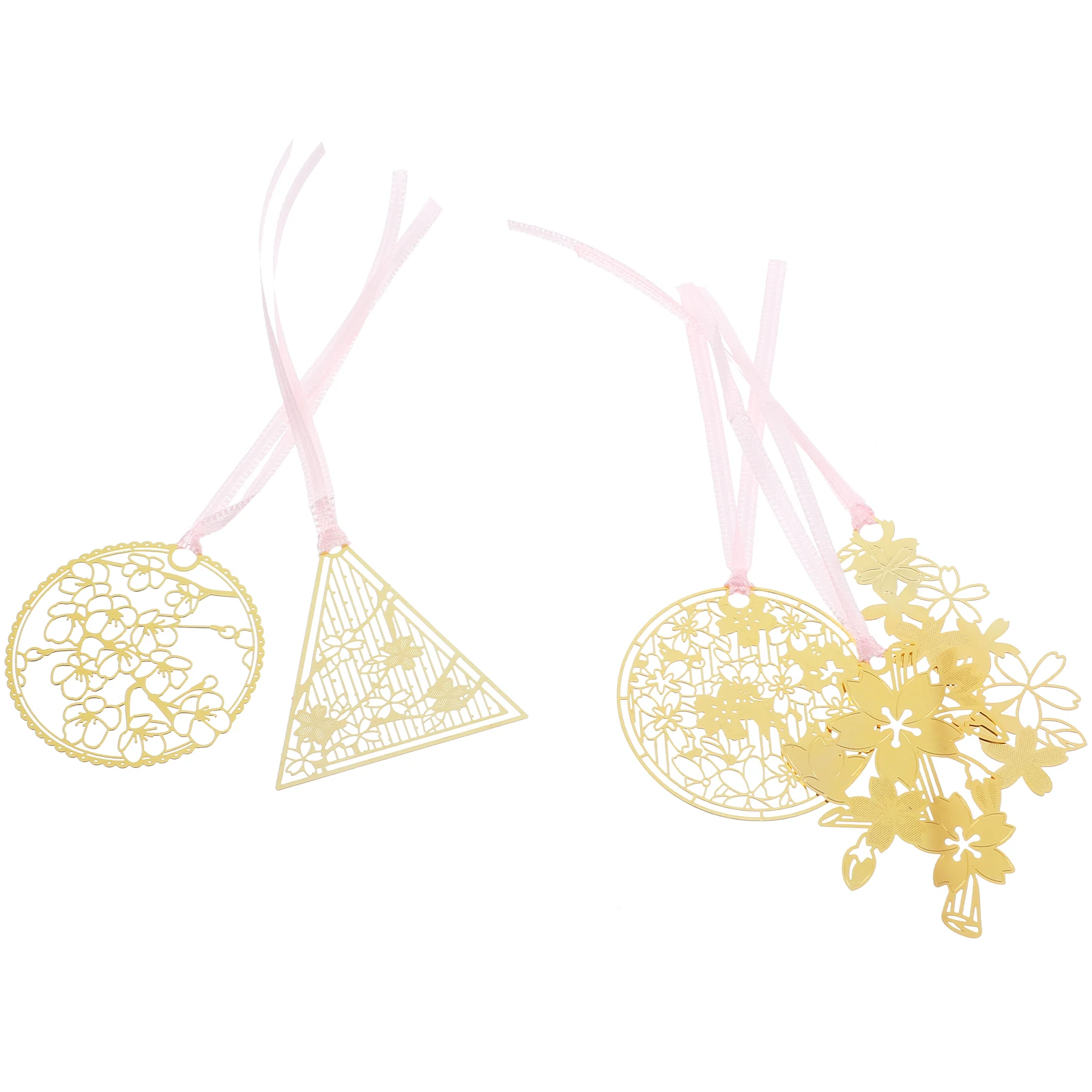 

5 Pcs Bookmarks Metal Handmade Leaf-shaped Cherry Blossoms Vintage
