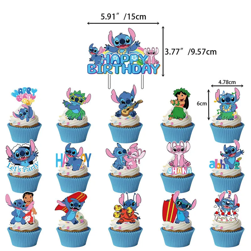 ท็อปเปอร์เค้กธีมสติทช์การ์ตูนน่ารัก ของตกแต่งปาร์ตี้สติทช์ ท็อปเปอร์เค้กสติทช์ ของขวัญวันเกิดเซอร์ไพรส์