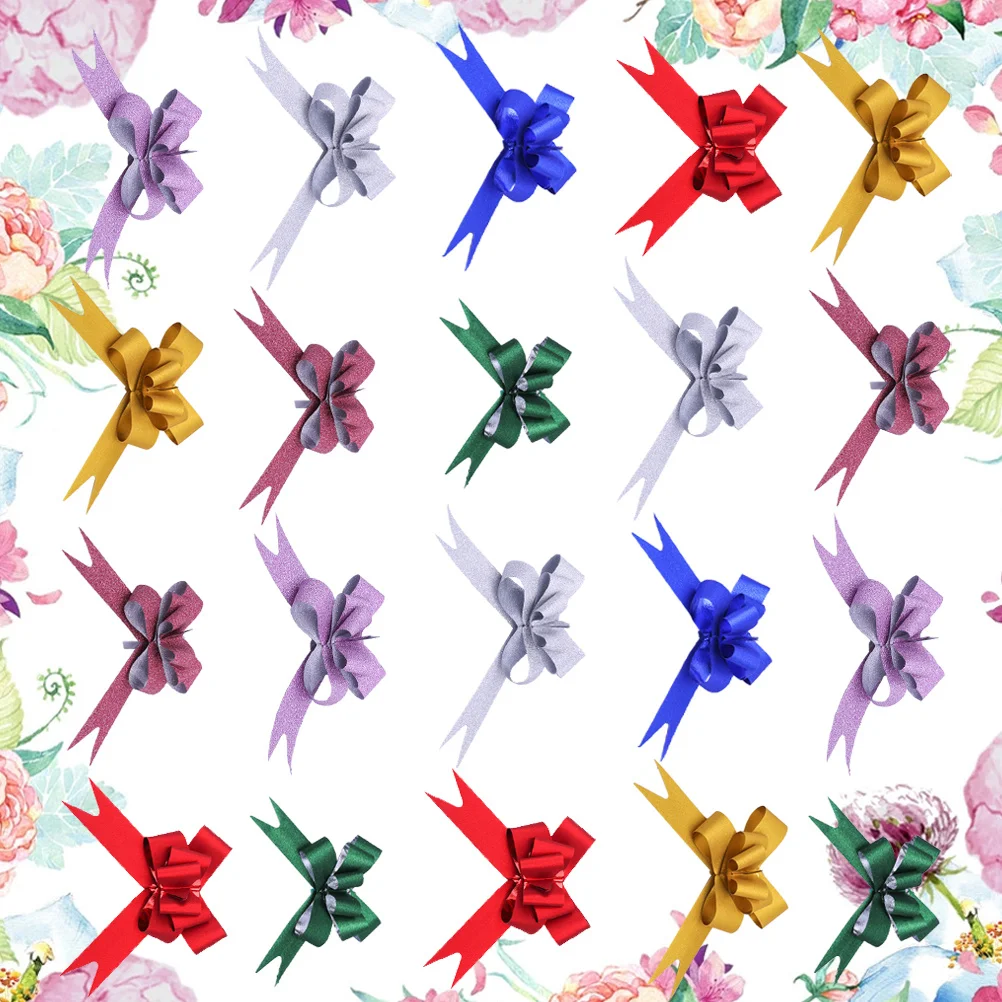 

50Pcs Glittery Pull Bowknots Snowflake Pattern Thick Durable Ribbon Perfect for Christmas Gifts Wedding Pull Bows Decoration