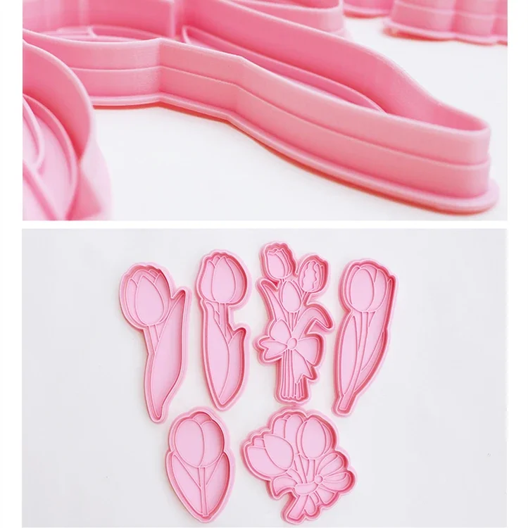 Mother\'s Day Flower Tulip Cookie Mold Cookies Cutter Frosted Biscuit Mold Press Thickened Fondant Cutting Mold Cake Baking Tool