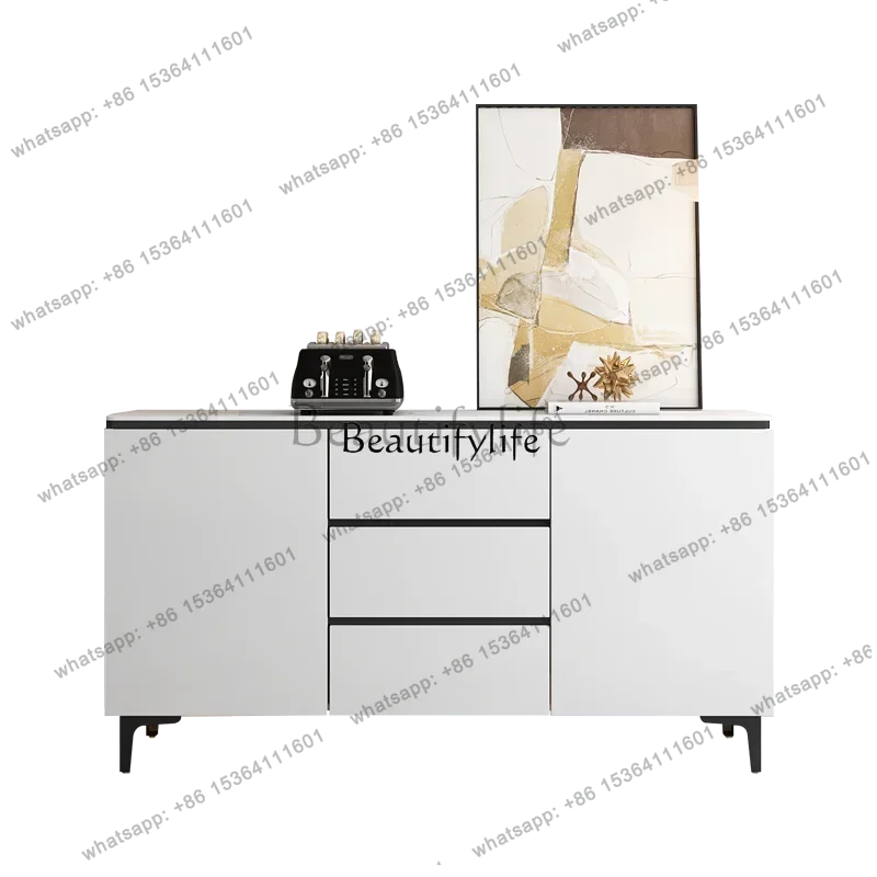 

FGModern simple rock slab integrated storage against the wall partition cabinet light luxury solid wood customization