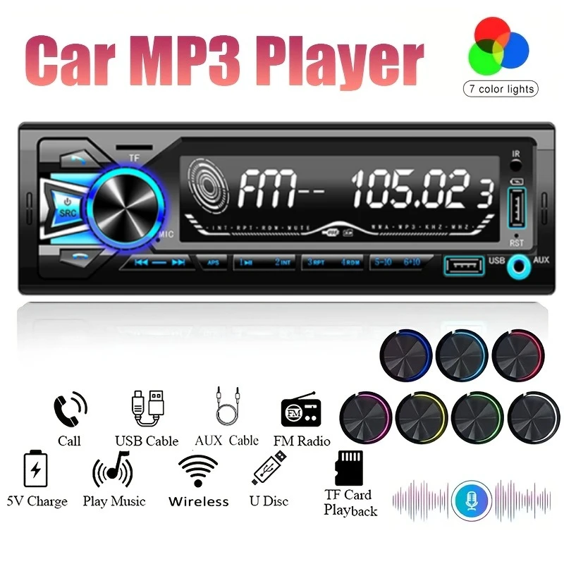 1DIN In-Dash FM Car Radio Stereo, Digital Audio Music Stereo Car Player Radio MP3 Player, Without Battery