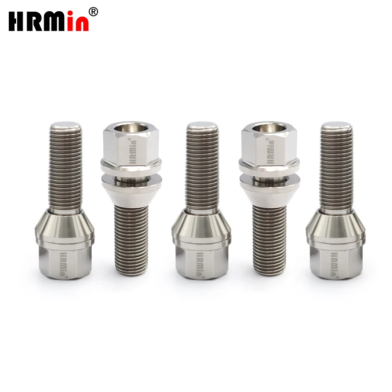 HRMin lug bolt 19HEX Gr.5 titanium Cone seat floating washer wheel hub bolt titanium bolt M14*1.5*32mm For Volvo Lynk & Co
