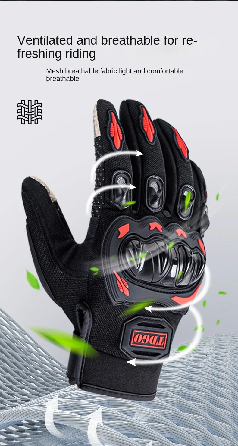 Sommer Motorrad Atmungsaktive Vollfinger Handschuhe Leder Schutzausrüstung Dirt Bike Sport Racing Reithandschuhe – Detail 10