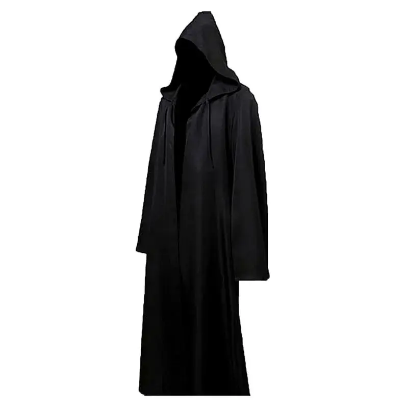 

loween Sorcerer Cosplay Costume Long irt Hooded Wide Fit Autumn Faion Youth Trend Long Coat Single Button Closure