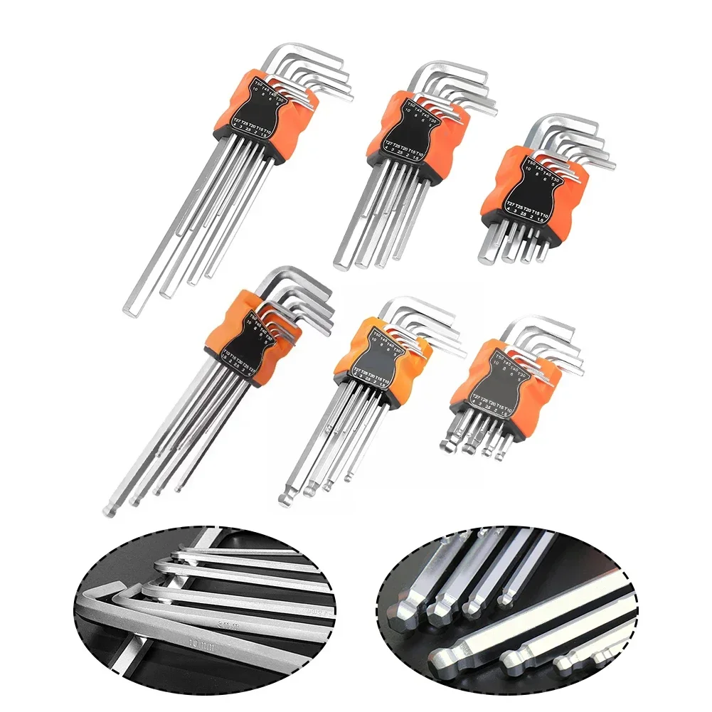 9pcs L-Type Double-End Screwdriver Hex Wrench Set Ball Head Spanner Key Set Disassembly Hand Tools Wrenches Screwdriver