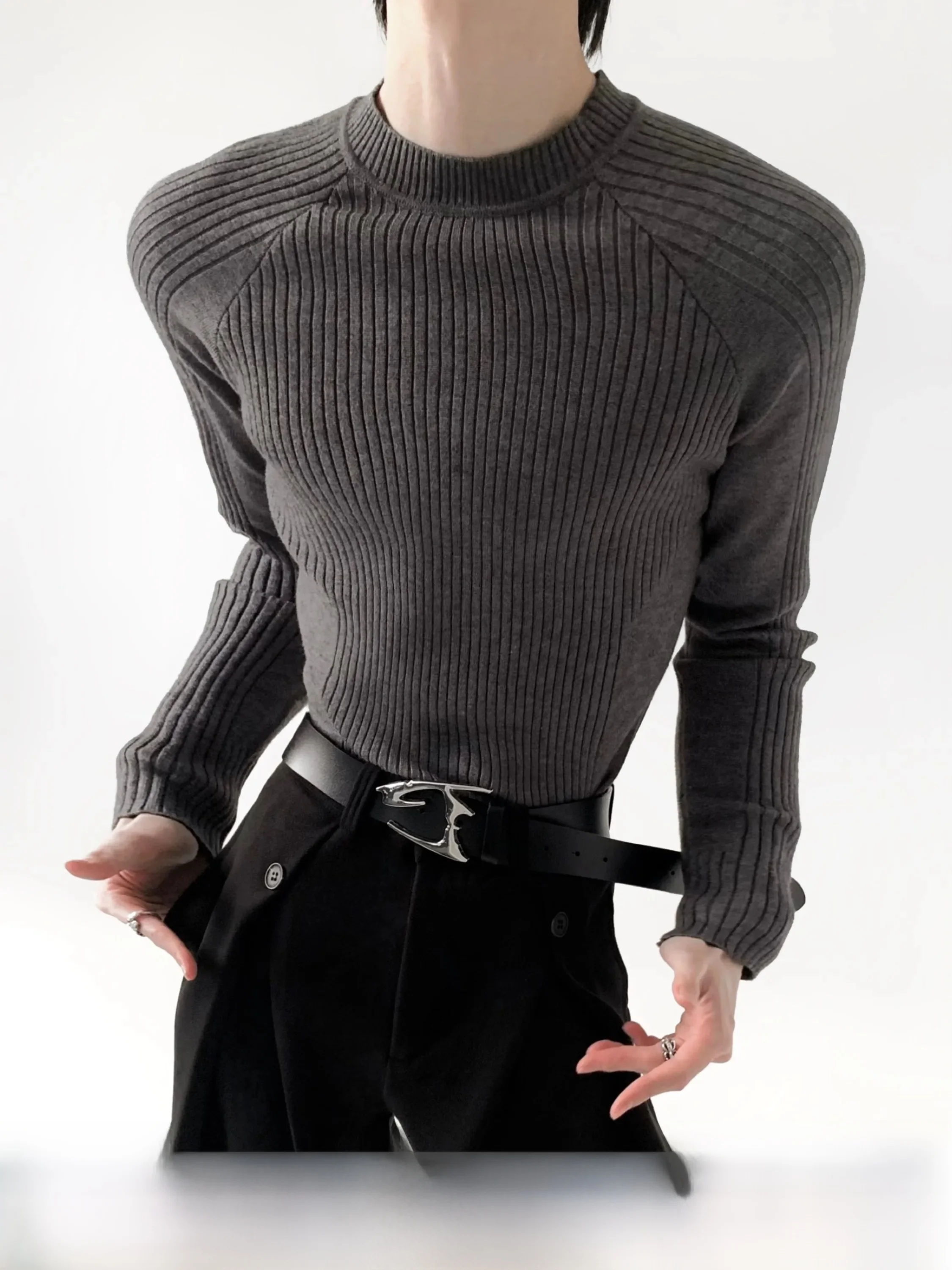 Cleanfit Knitted Slim Fit Long Sleeve Base Shirt Men's Inner Wear Casual Comfortable Thermal round Neck Sweater for Youth