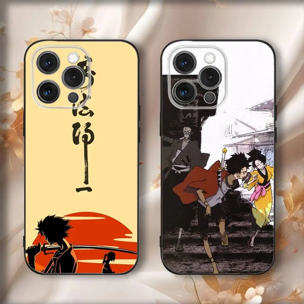 

Anime Samurais C-Champloo Phone Case For iPhone16,15,14,13,12,11,Pro,Max,Plus,X,XS,SE4,E,Mini,Soft Black Case