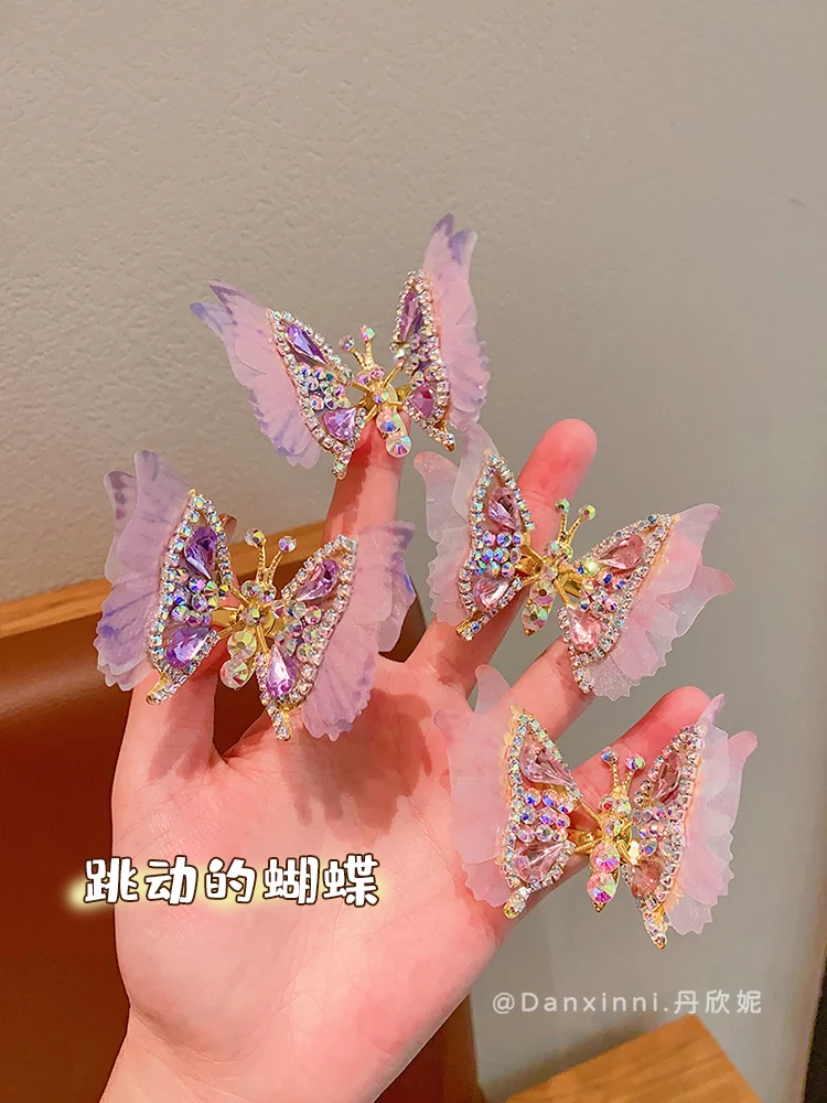 

Moving Butterfly Children's Hairpin 2025 New Style 3D Wings Girl Princess Hanfu Hair Accessory Clip