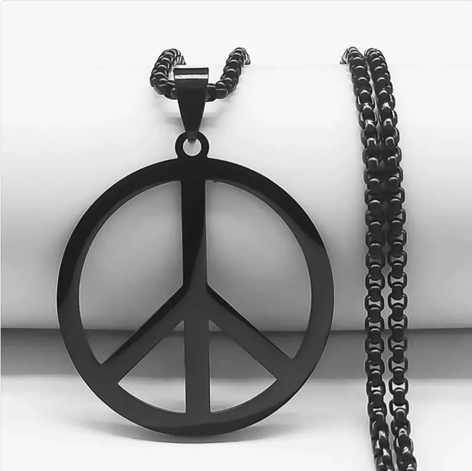 Peace Sign Necklace Hippie Necklaces For Men Stainless Steel Chain Necklace Jewelry