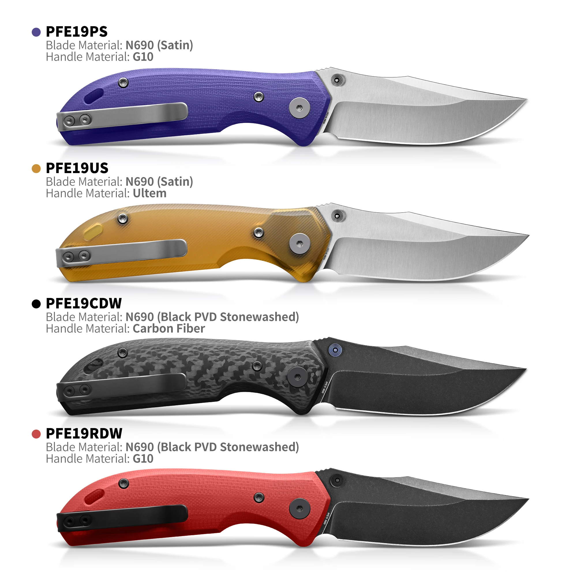 Petrified Fish Guppy PFE19 EDC Multitool Folding Tool N690 Steel Ultem G10 Carbon Fiber Handle Options Outdoor Camping Hiking