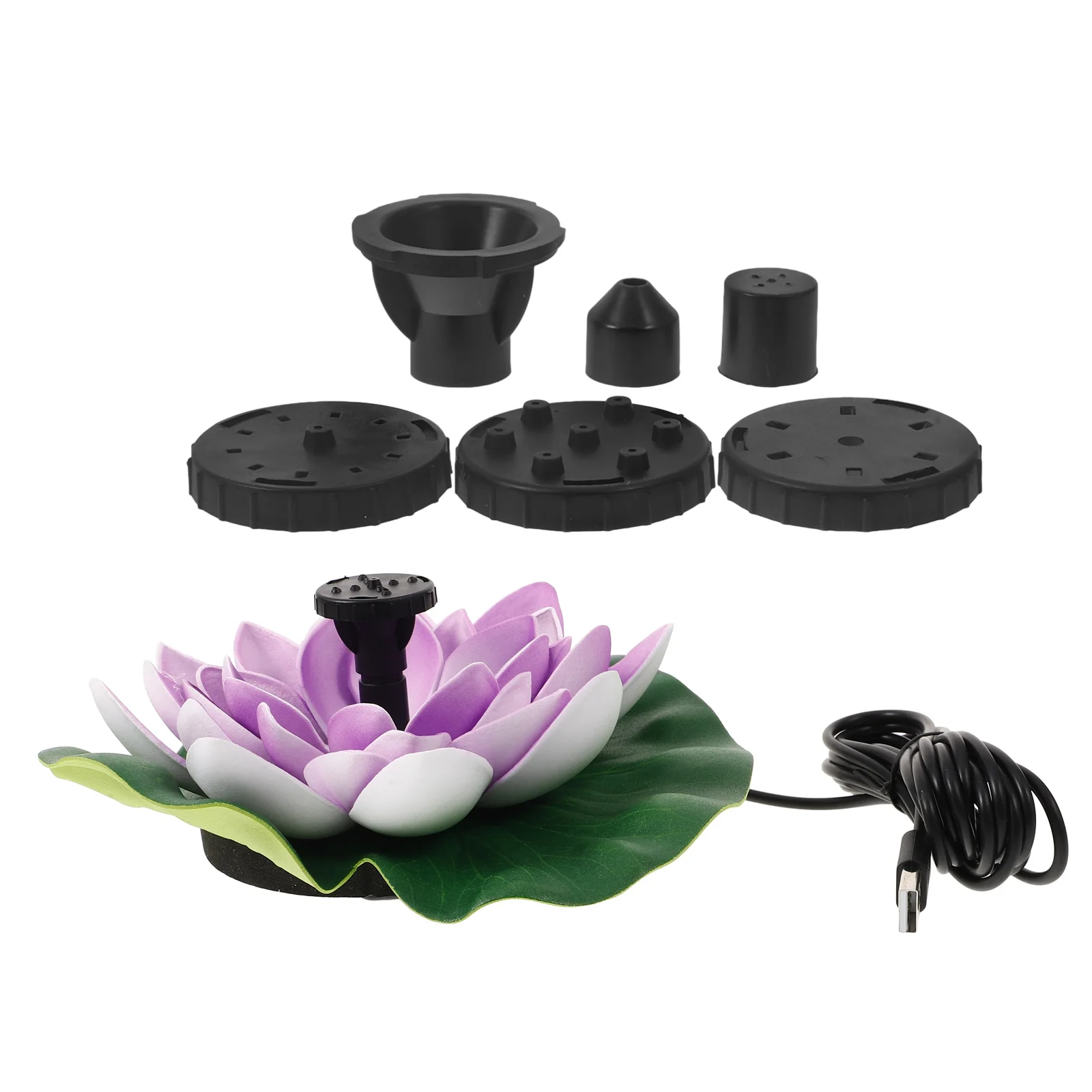 

1Set Lotus Fountain Outdoor Pond Floating Water Garden Decor USB Rechargeable Landscape Ornament for Pool Fishpond Yard
