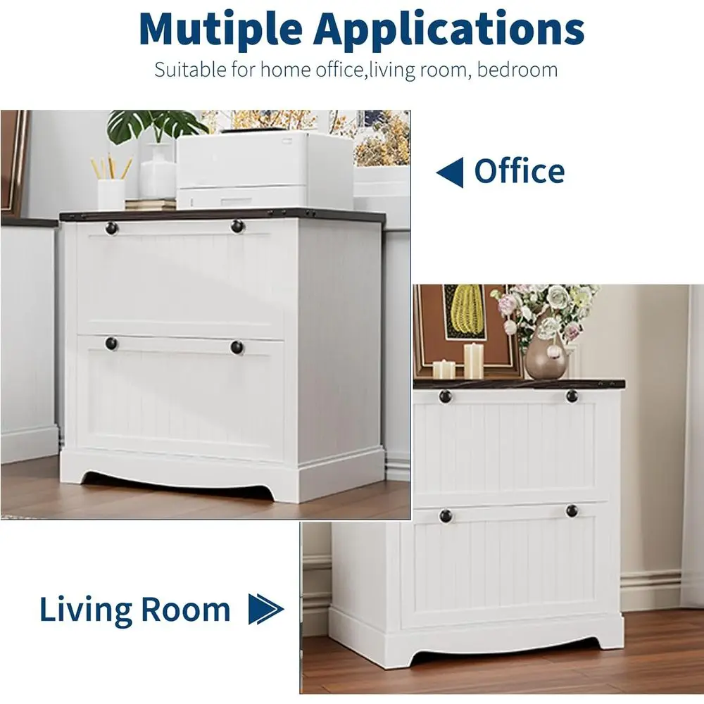 Rustic Wooden 2-Drawer Lateral File Cabinet for A4, Letter, and Legal Documents, Suitable for Home and Office Storage