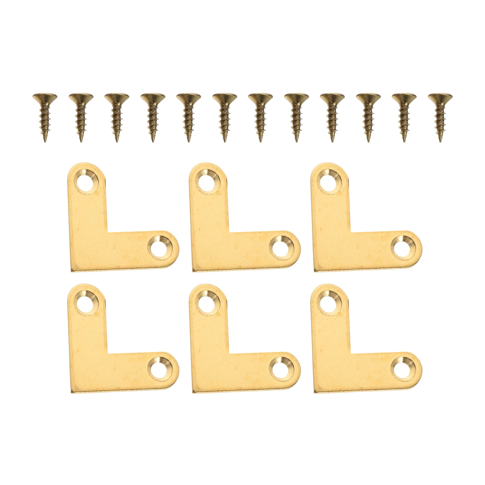 

6 Pcs Right Angle Connector Flat Bracket Corner for Furniture Brass Joints Hinges Hanger Copper Foldable Hangers