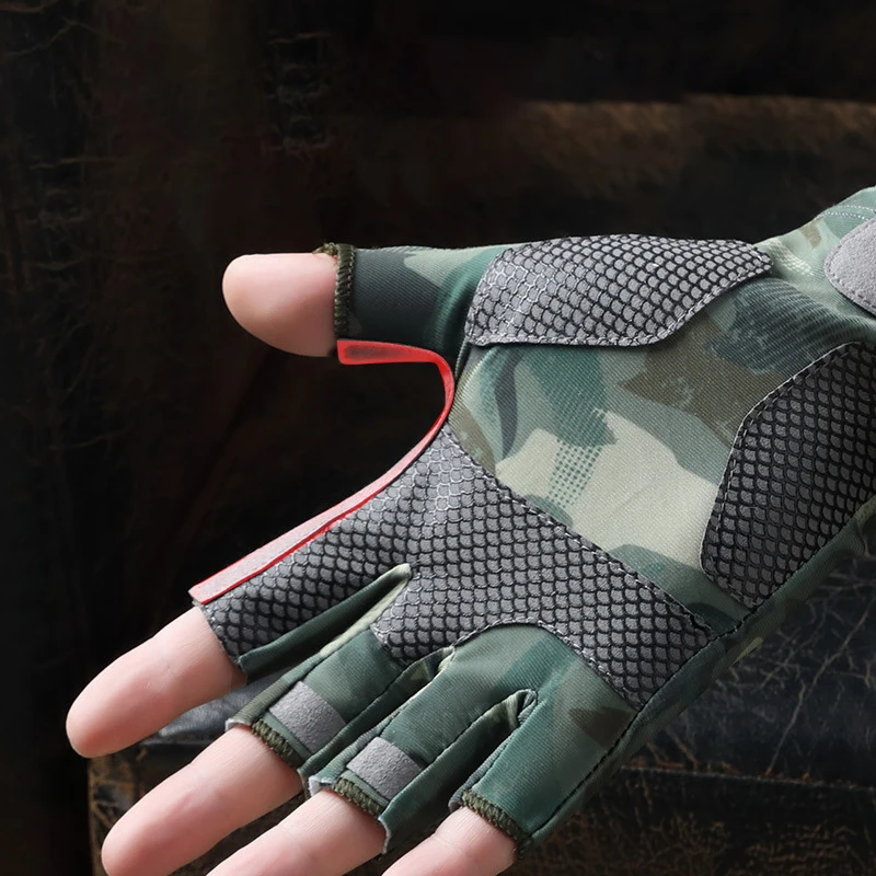 Fishing Gloves Summer Men Women Ice Silk Sun Protection Non-slip Sea Fishing Anti-Cut Thin Cycling Fingerless Gloves Breathable