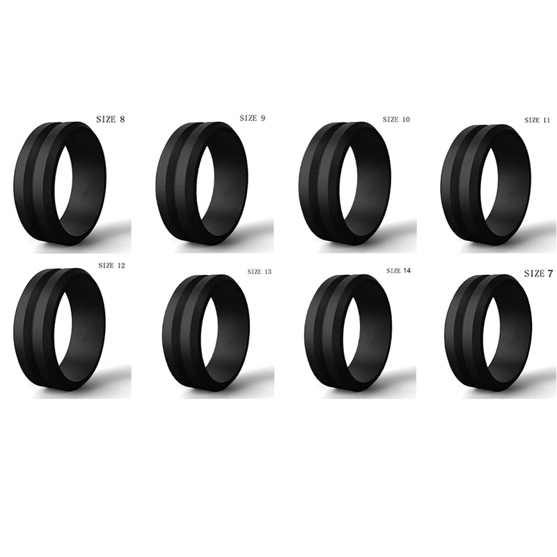 2 Piece 8Mm Popular 7-14 Size For Men Women Silicone Cool Rings Silicone Wedding Ring 8