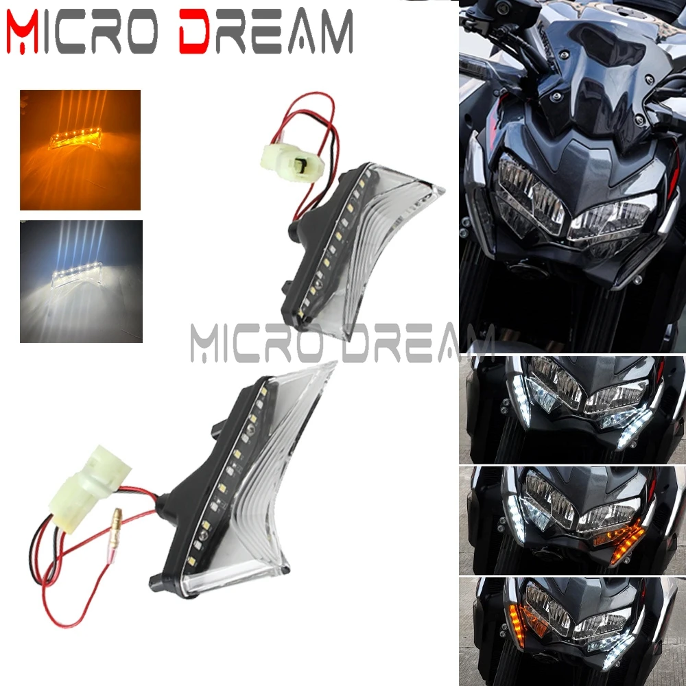 

1 пара мотоциклетных светодиодных указателей поворота, передние дневные ходовые огни слева и справа для KAWASAKI Z900 Z 900 2020 2021 2022 2023 2024