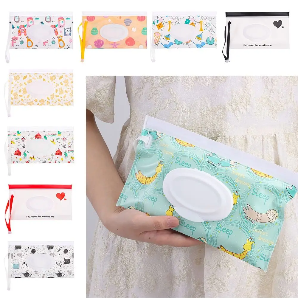 Useful EVA Wet Wipes Bag Flip Cover Snap-Strap Cosmetic Pouch Refillable Reusable Wipes Holder Case Baby Product