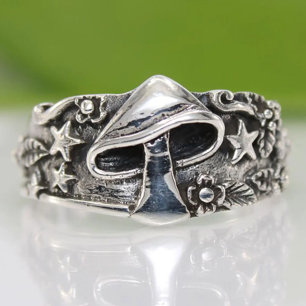 แหวนวินเทจแฟชั่นเห็ดนิ้วมือเครื่องประดับสไตล์อเนกประสงค์ตกแต่งสำหรับผู้ชายตกแต่ง