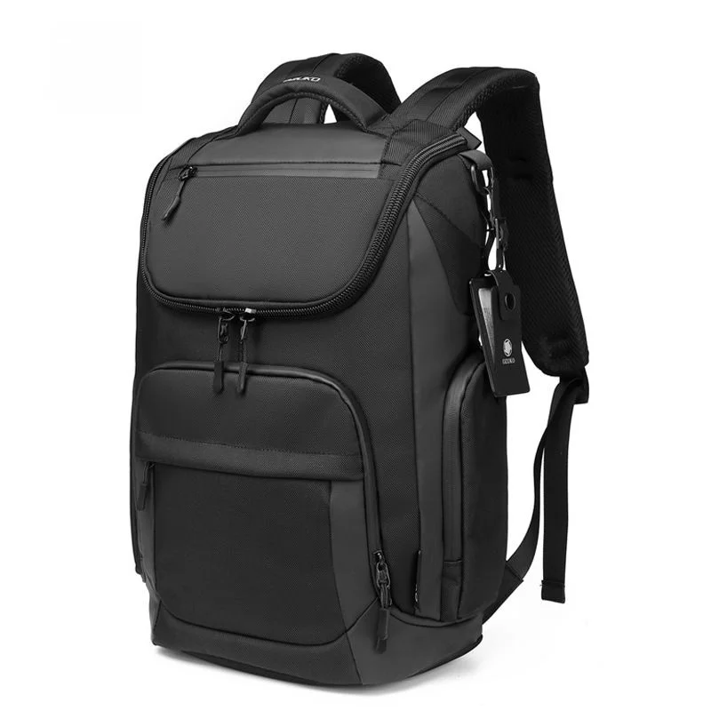 waterproof-business-travel-backpack-men's-computer-double-shoulder-bag-polyester-pure-color-versatile-cross-border-bag