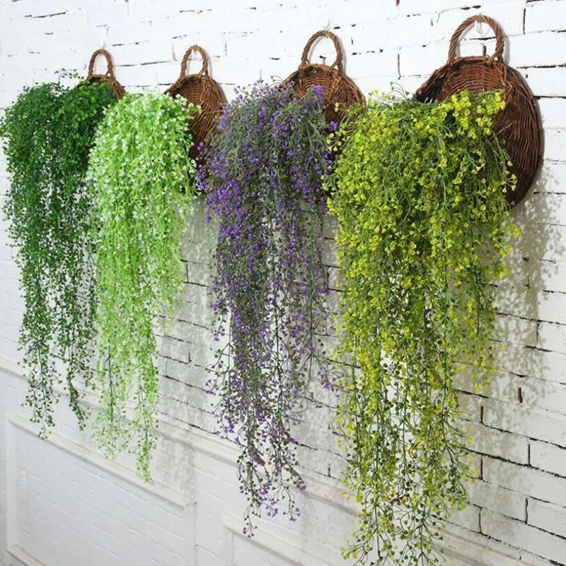 1PC Flower Planter Wall Hanging Wicker Rattam Basket Garden Vine Pot Indoor Plants Holder 4Colors