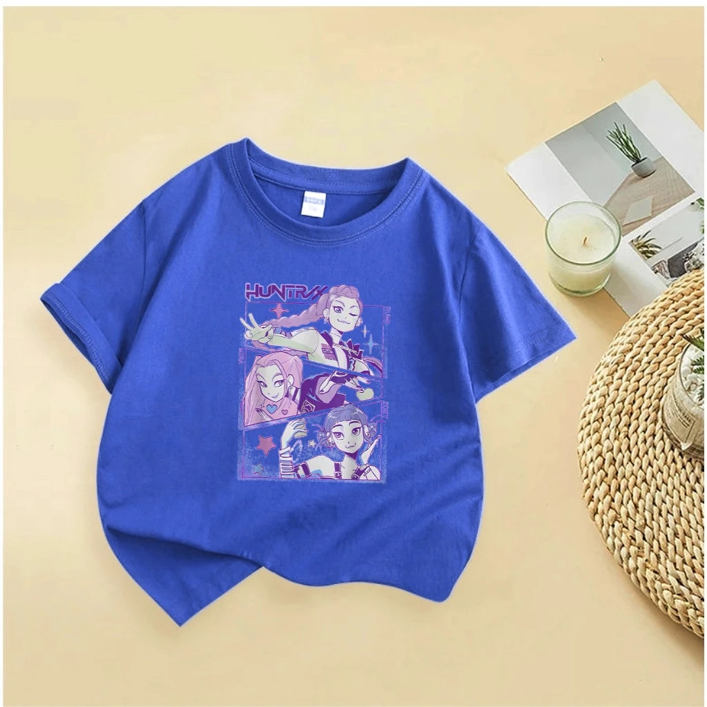 새로운 남아 여아 헌트릭스 만화 반팔 티셔츠 다양한 색상 니트 티셔츠 캐주얼 아동복 샘플 캐주얼 유아복