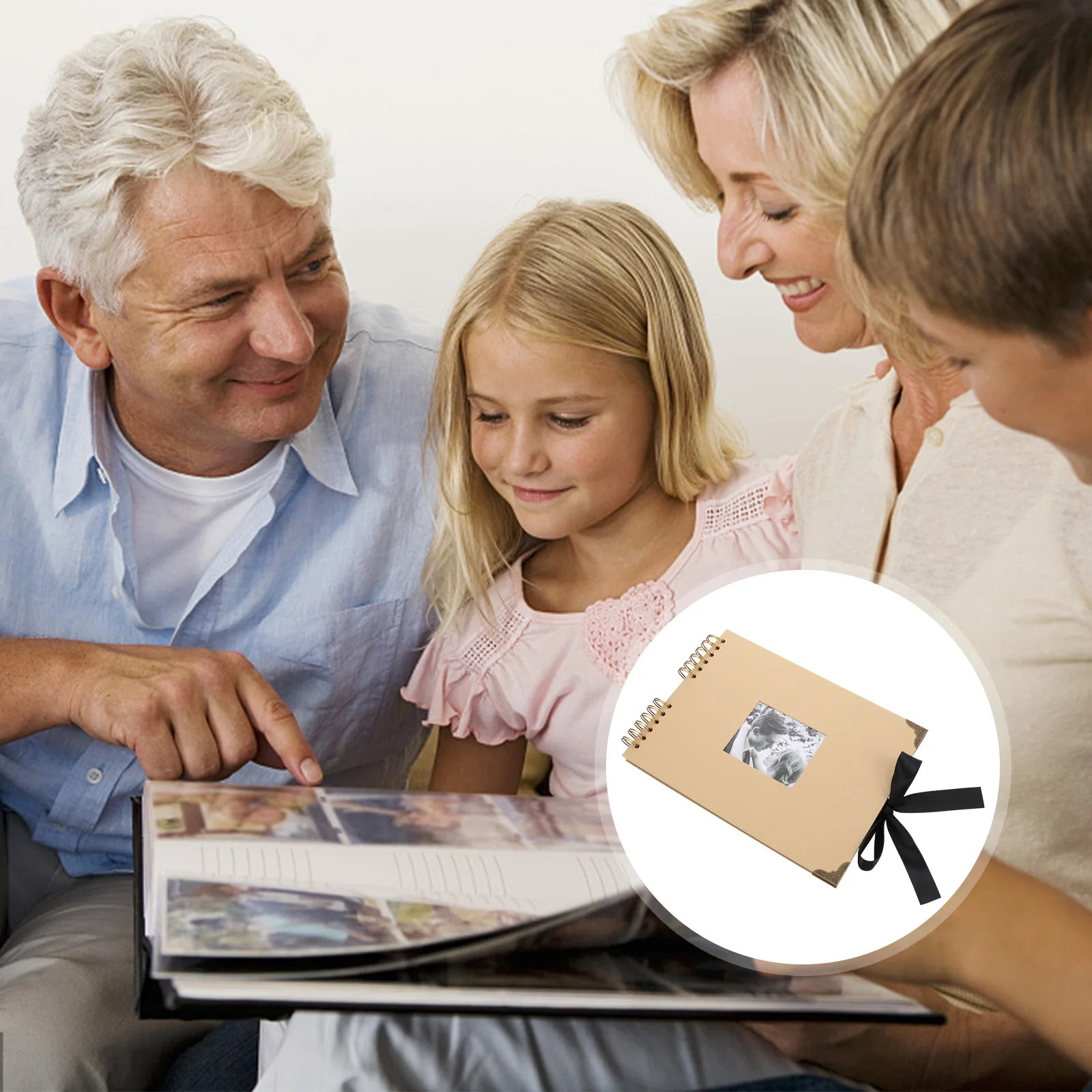 

Retro Bowtie Photo Album Black Pages Diy Scrapbook Family Memory Gift Handmade Album Book Bowtie Ribbon Scrapbook