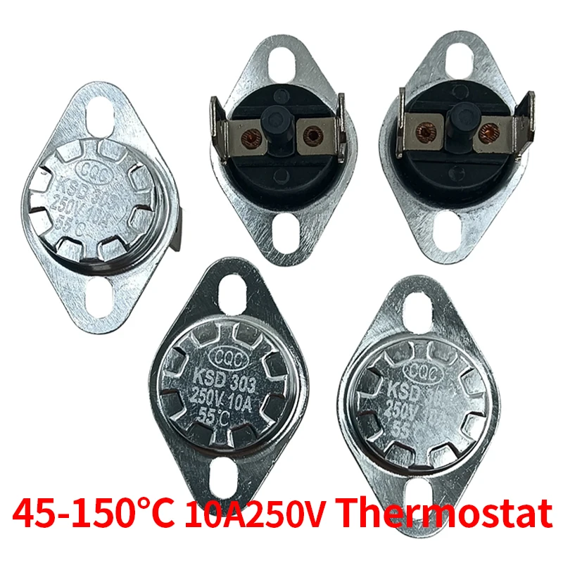 2/5/10PCS Manual KSD301/KSD303 45C-150C 97C 100C 110C 120C 125C 130C 140C 150degrees Celsius Reset Thermostat Temperature Switch