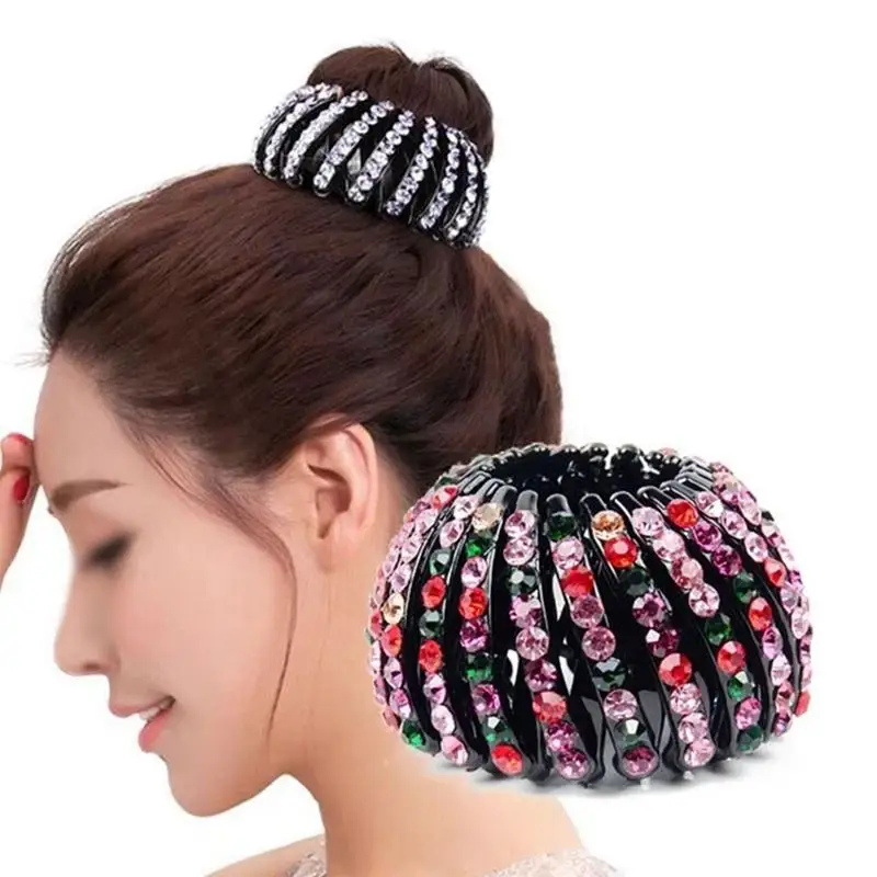 New Bird Nest Ponytail Holder Fair Crab Claw Clip Hairpin Rhinestone for Women Girls Accessor