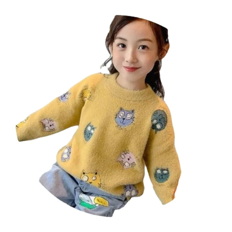 2023 Girls Sweater New Plush and Thickened Pullover Sweater for Girls in Autumn and Winter Kids Clothes Girls Kids 8 9 12 Years