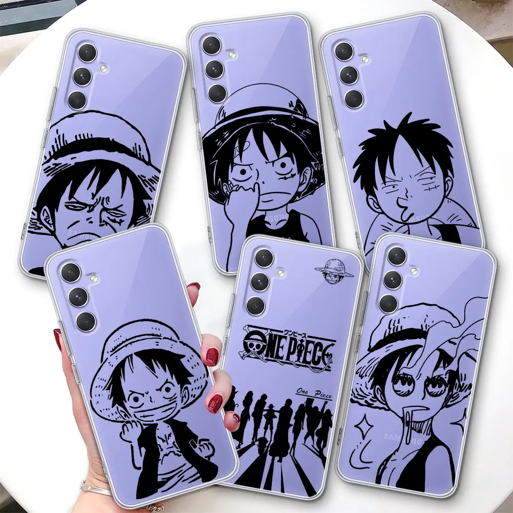 

One Luffy Piece Black Case for Samsung Galaxy A15 A16 A17 A54 A14 A22 A51 A53 A12 A13 A23 A71 A52 Transparent TPU Phone Cover