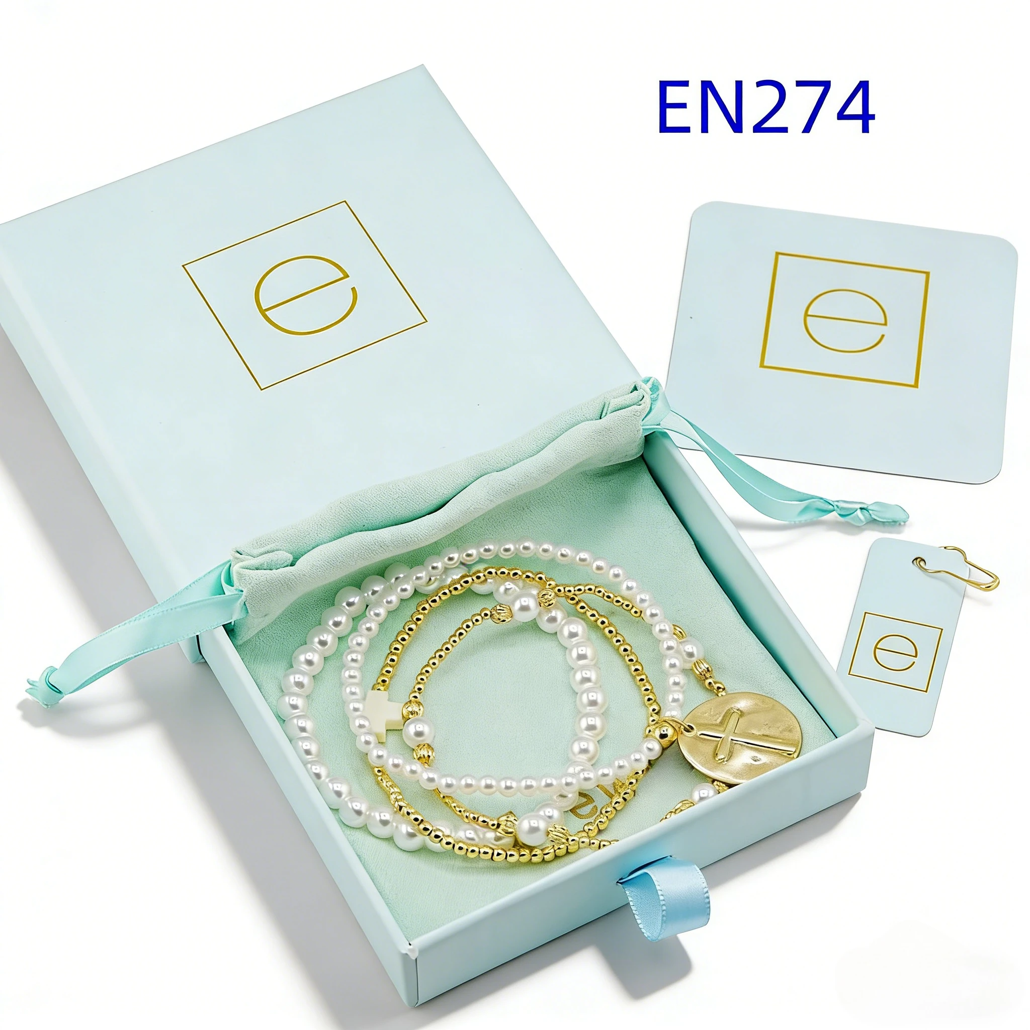 

YEEVAA Gold Cross Inspire Charm Everyday Beads&Faux Pearls Stack of 4 Bracelets, Fashion Jewelry Gift for Women Daily Wear