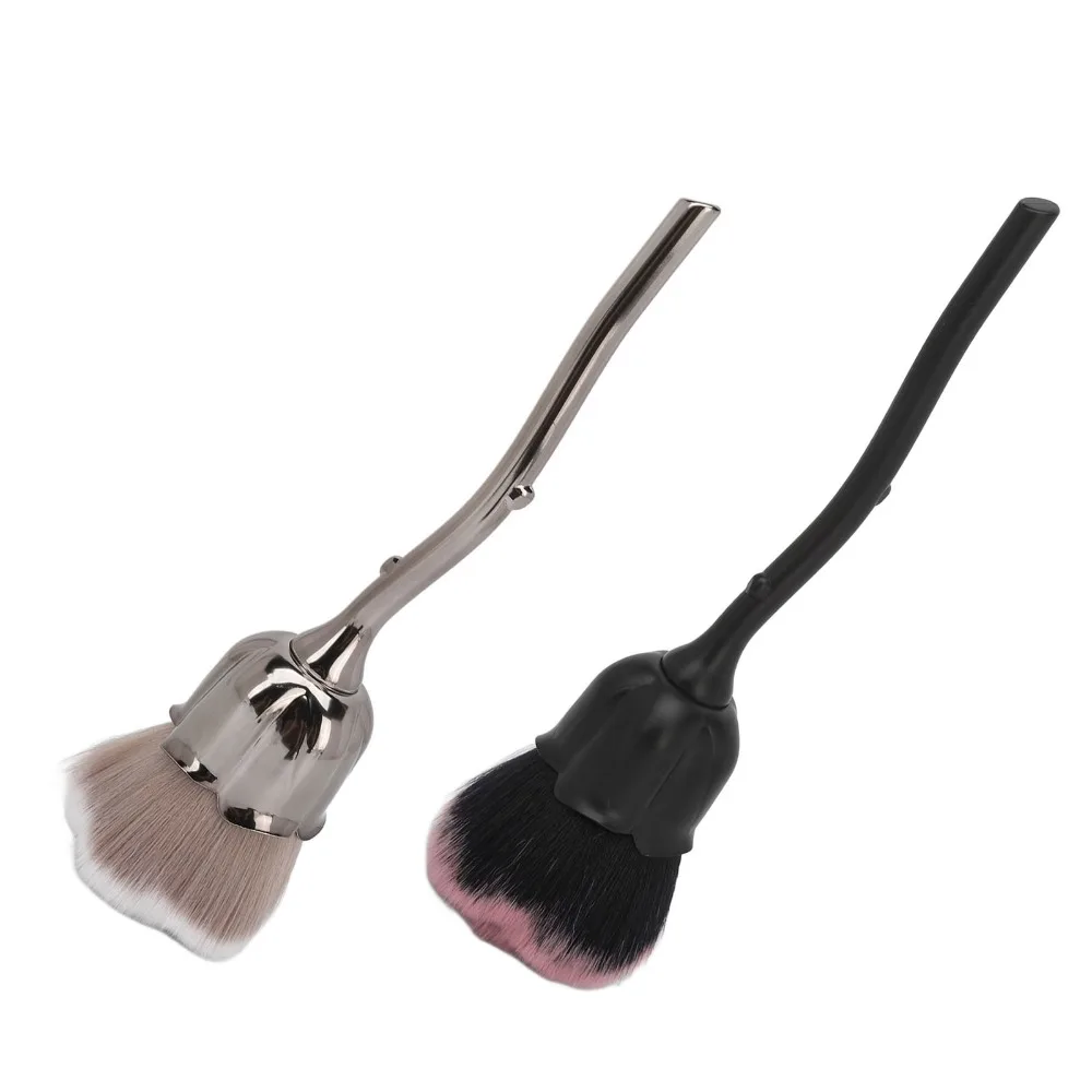 2pcs Rose Shaped Rose Flower Makeup Brush Ultra Soft Bristle Fluffy Texture Blush Brush Manicure Cleaning Brush