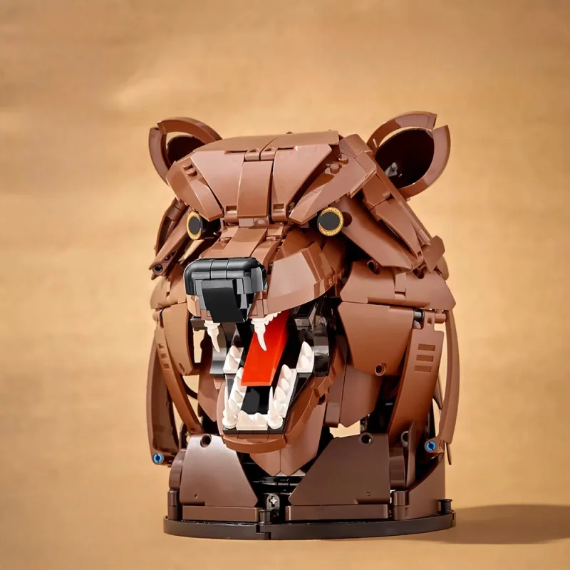 

2026 Arrival In Stock Bear Head Ornament Building Blocks Creative Wall Hanging Bricks Assembly Set Adult Collectible Toy Gift