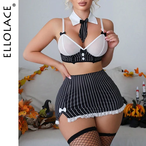 Imagen 1 del producto Ellolace-Conjunto de lencería Sexy para profesora, ropa interior de tira de 6 piezas, deseo puro, disfraz Onlyfans, traje de juego de rol