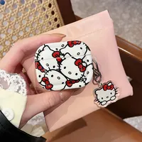 Cute Sanrio Hello Kitty Earphone Case For Airpods 1 2 3 4 Pro 2 Wireless Bluetooth Headset Protective Soft Cover With Pendant