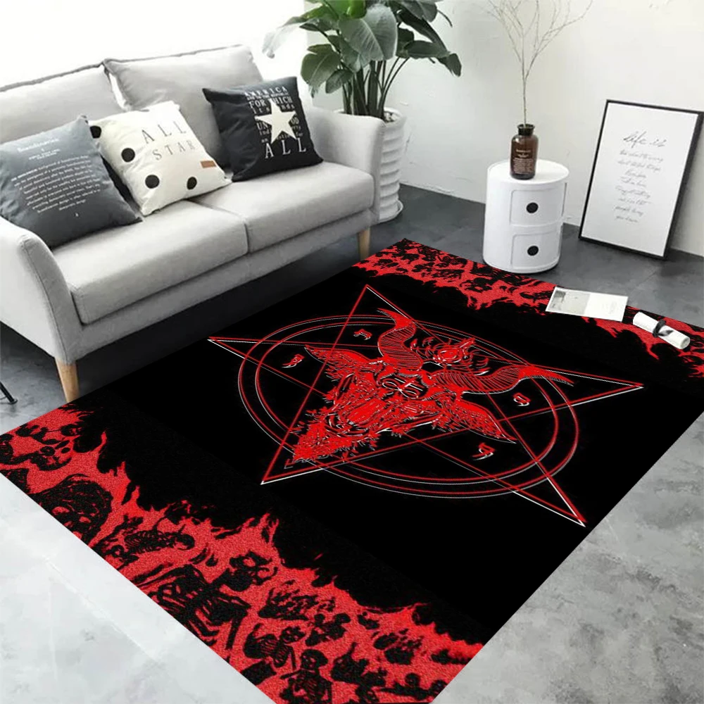 Satanischer Satan-Teppich, Teppich, Dämonenschädel, Ouija-Brett, Gothic-Matte, Fußmatte für Wohnzimmer, Schlafzimmer, Heimdekoration, Hexerei-Zubehör
