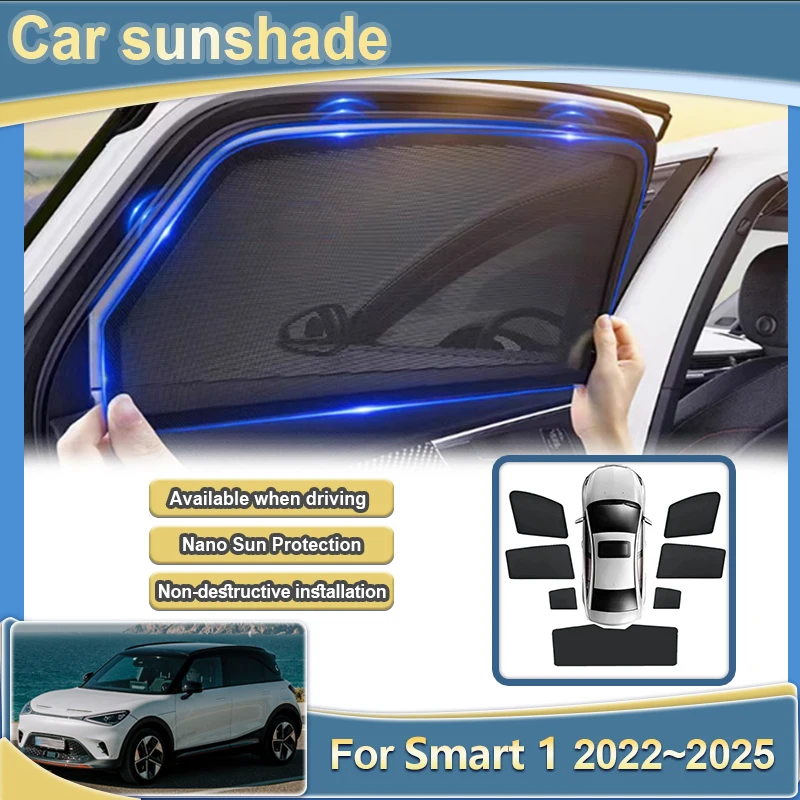 

Аксессуары для Smart 1 2022 2023 2024 2025 Автомобильный солнцезащитный козырек, сетчатый солнцезащитный козырек, занавеска на лобовое стекло, блокирующий свет, козырек