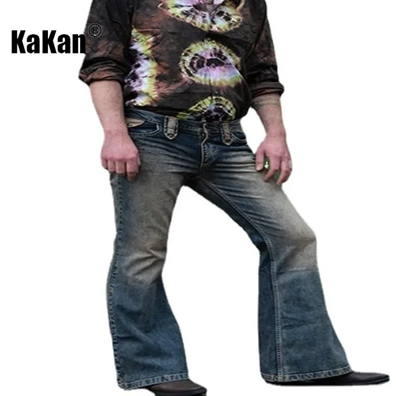 Kakan - European and American New Vintage Jeans for Men, High-end Nostalgic High Waisted Flared Jeans K16-2009