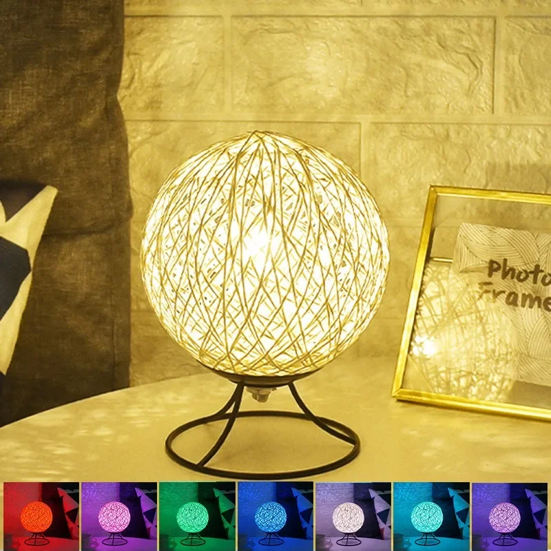 

Table Lamps for Bedroom Nordic Vine Ball Lamp LED Decorative Night Light Creative Starry Sky Usb Desk Lamp Bedside Room Decor