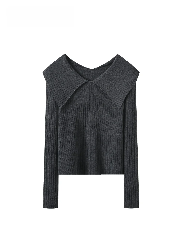

Cara CLUB Large Size Long Sve Knitted irt Casual Turn-down Collar Women's Early Spring New Sle Faionable Youthful Top